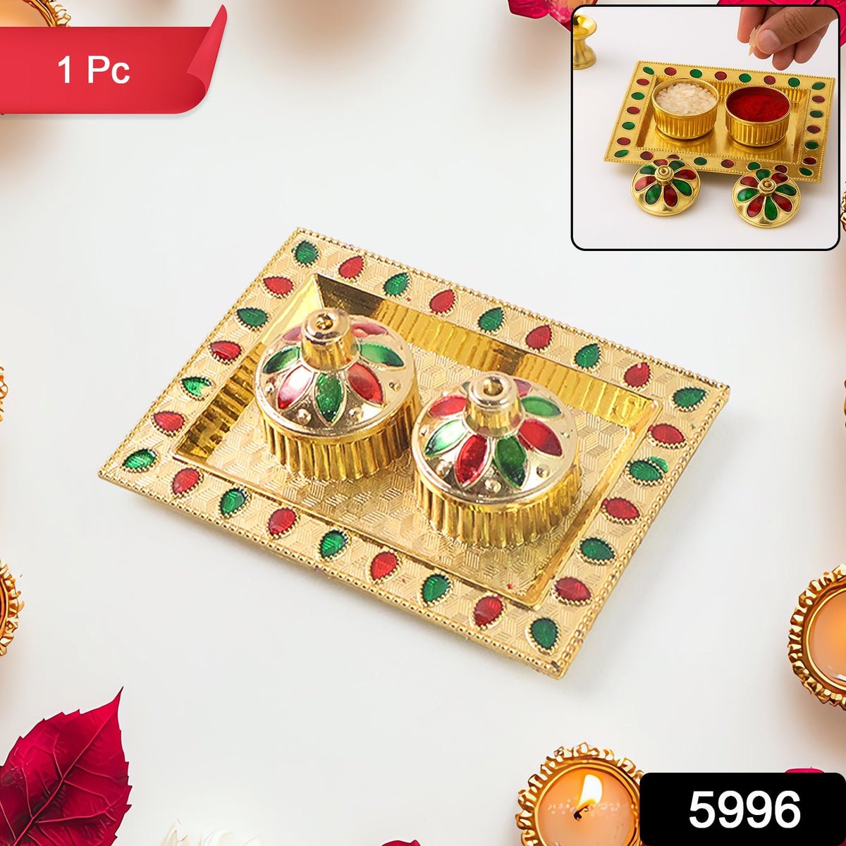 Raksha Bandhan Pooja Thali – Festive Plastic Kumkum Holder – side view