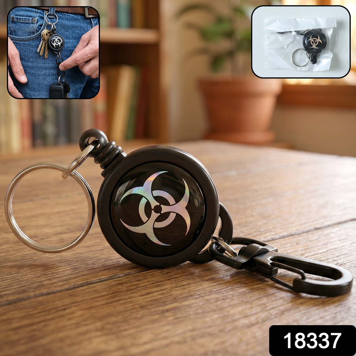 Retractable Keychain – Durable Anti-Lost with Clip – side view