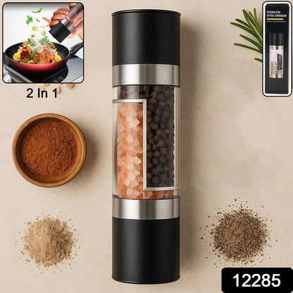 Salt and Pepper Grinder – 2-in-1 Stainless Steel Manual – side view