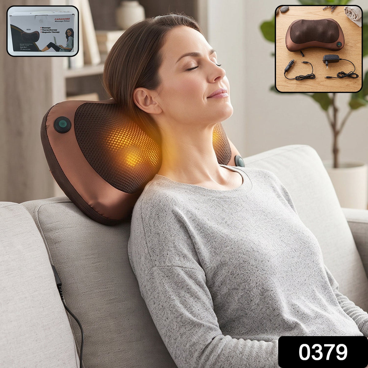 Professional Massage Pillow – Heat & Rollers – side view