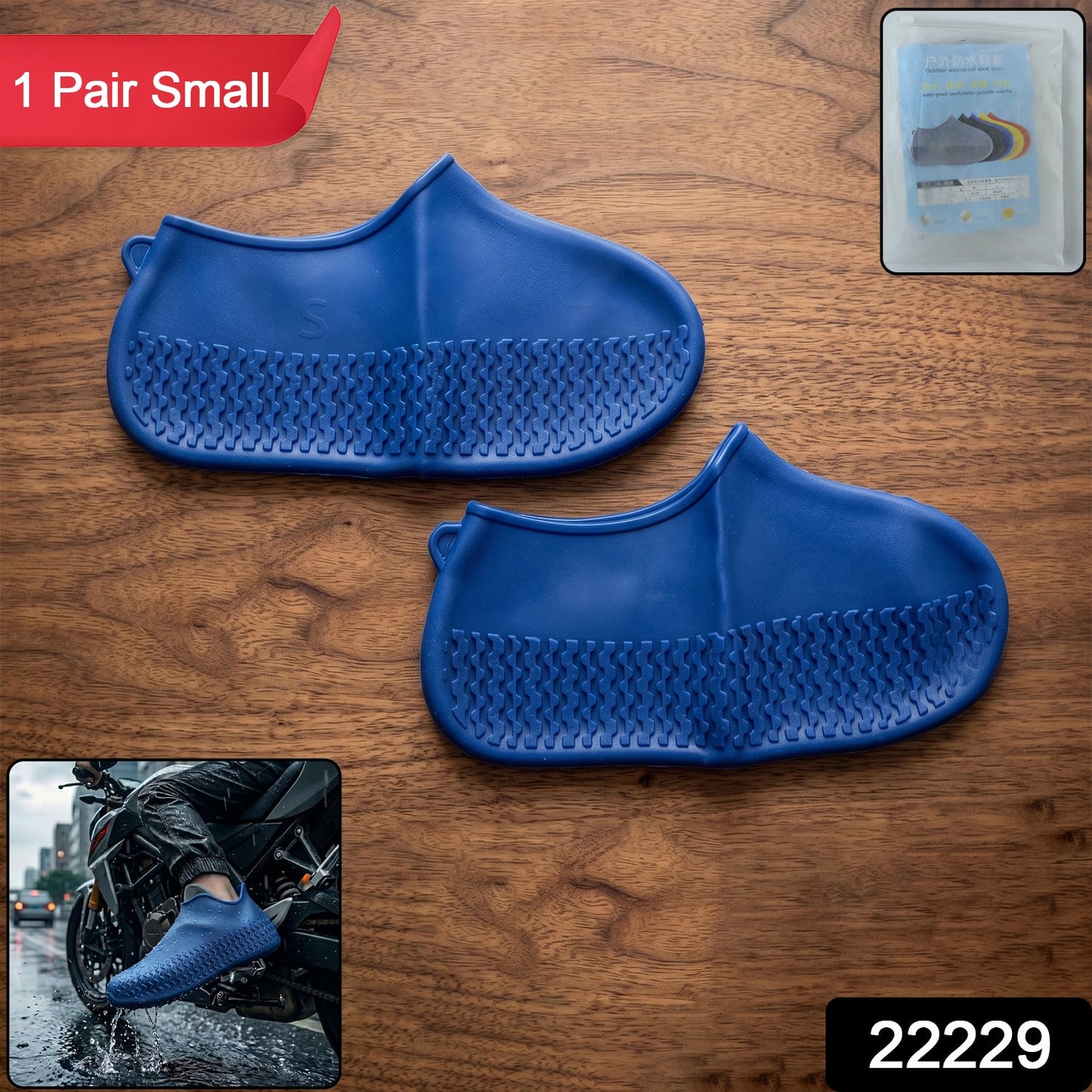 Blue rain shoe cover pack for men and women
