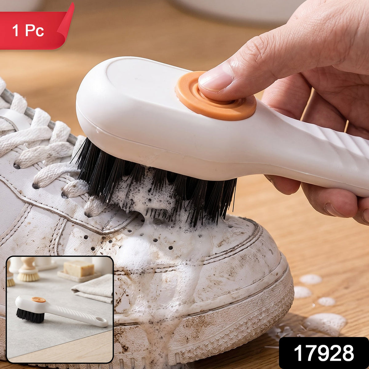 Scrubbing Brush with Dispenser – Multi-Purpose Cleaning – side view