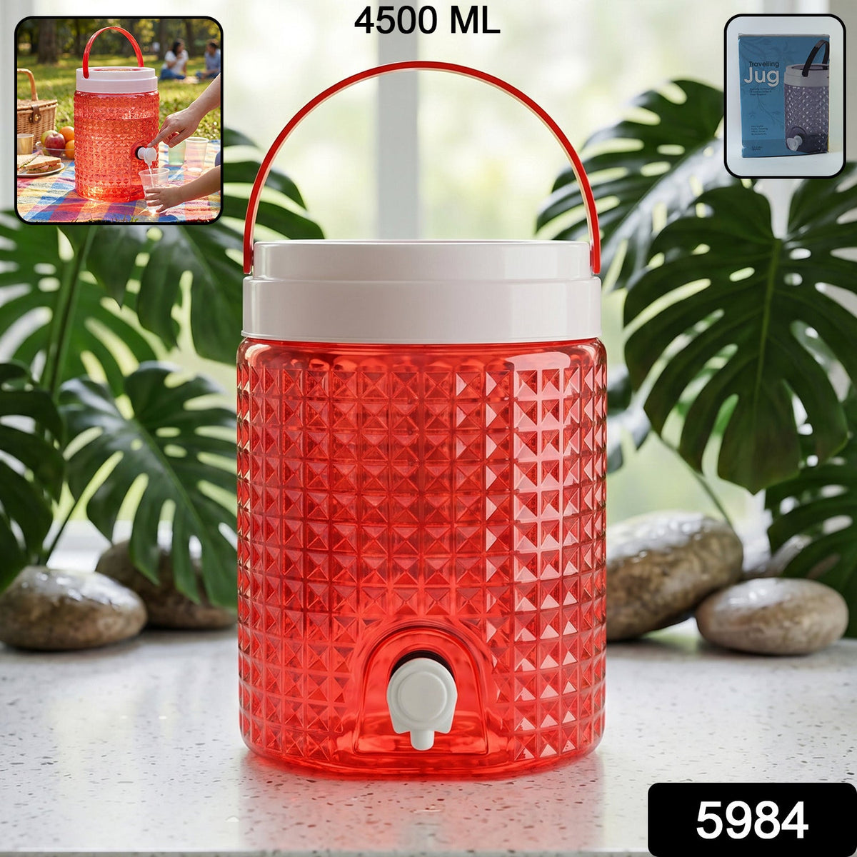 Plastic Water Jug 4.5 Litre – Diamond Cut & Leakproof – side view