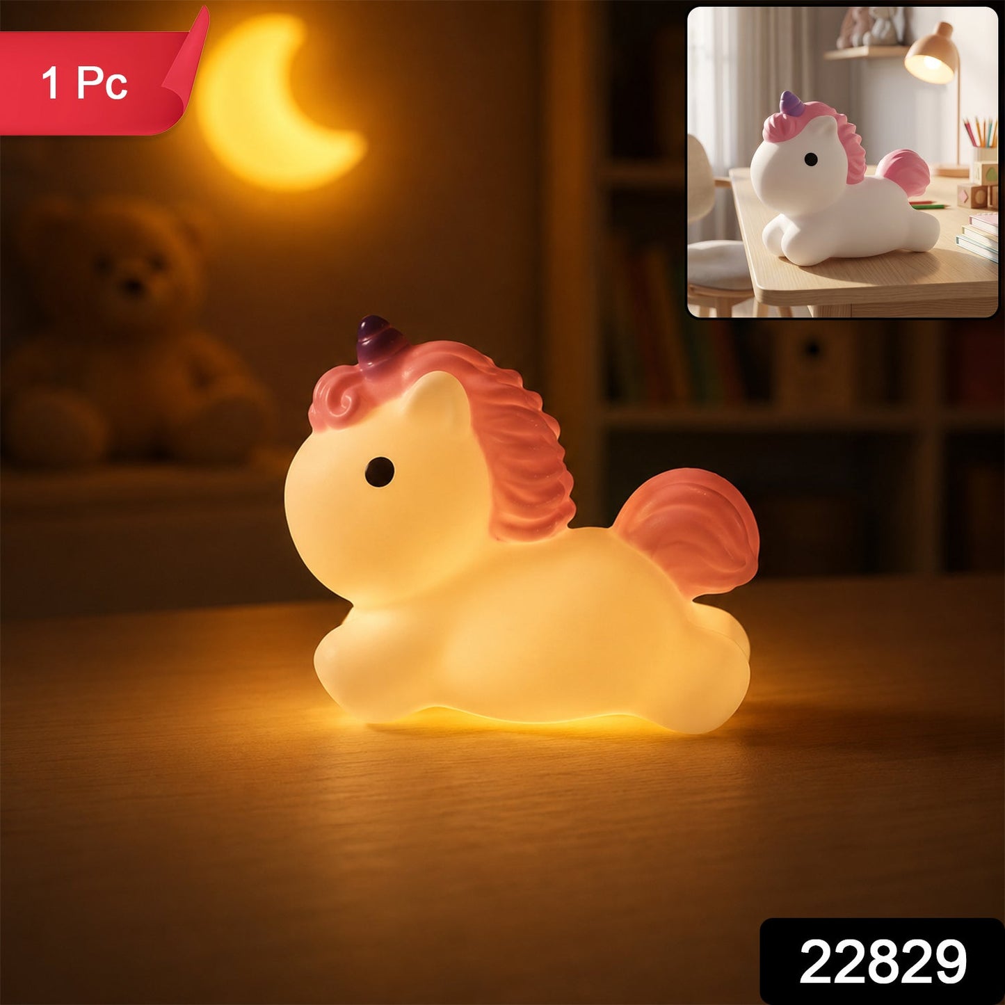 Unicorn silicone night lamp with soft LED glow for children