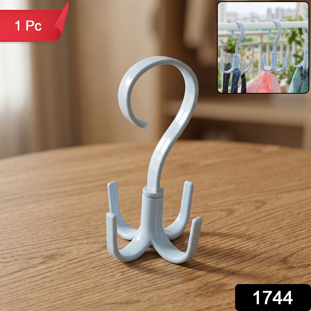 360° Rotating Multipurpose Hook Hanger – Space-Saving – side view