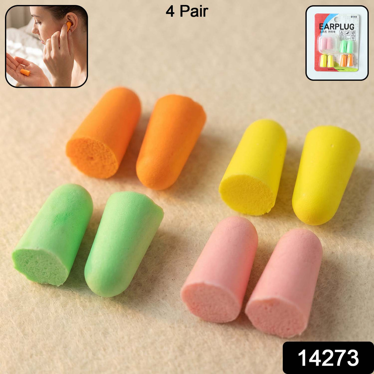 Soft Foam Earplugs – Comfortable Noise Reduction 4 Pairs – close-up
