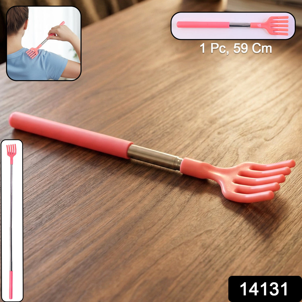 Telescopic Back Scratcher – 59cm Extendable Silicone Claw – side view