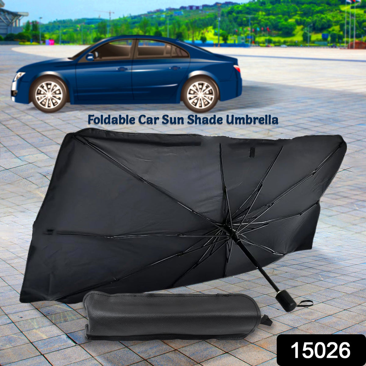 Car Windshield Sun Shade – Foldable UV Protector – side view
