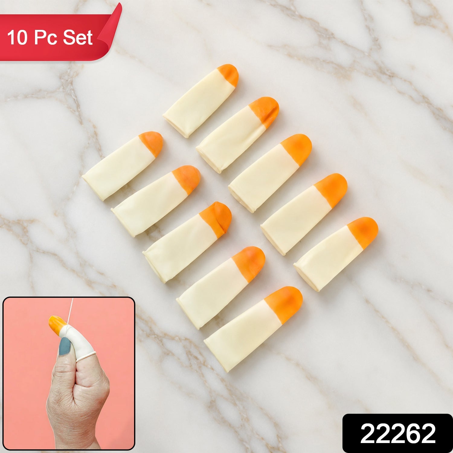 Set of 10 silicone fingertip covers for grip and protection