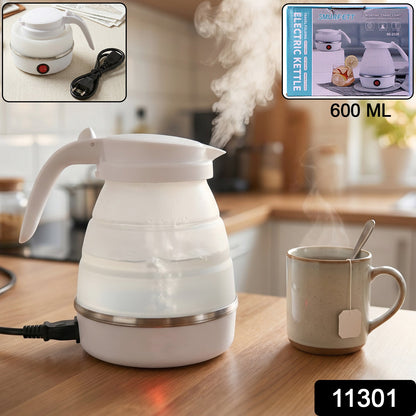 Foldable silicone electric kettle for travel, boils 600ml of water