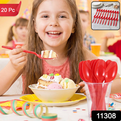 Plastic Spoon 20 pc set Reusable Dinner Spoons Unbreakable – side view