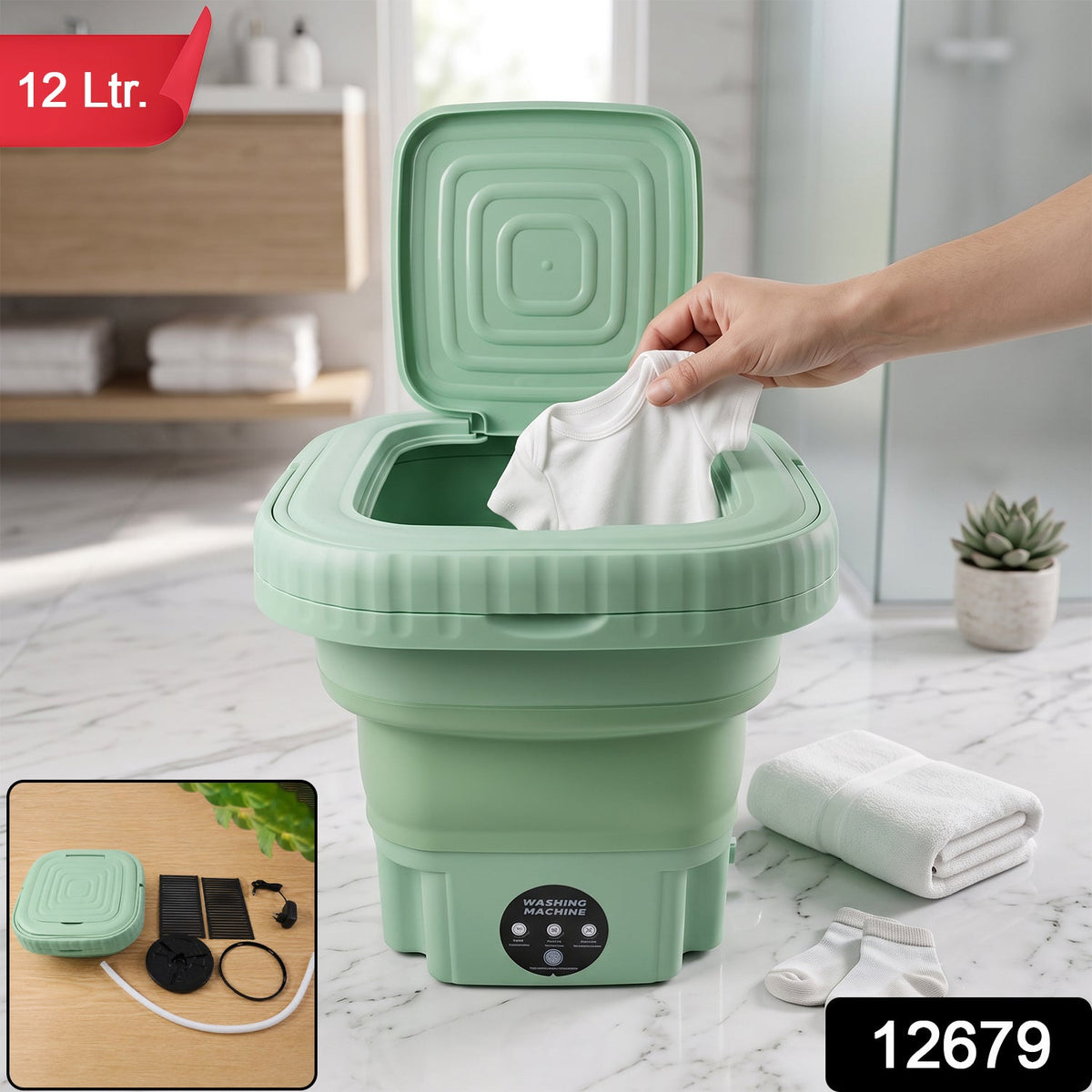 Portable Washing Machine – Mini Folding Washer for Delicates – side view