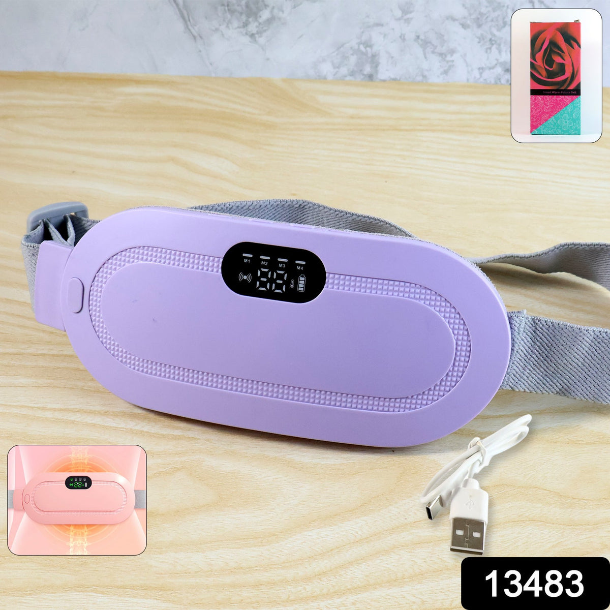 Menstrual Cramp Relief Belt – Rechargeable Heating Pad – side view