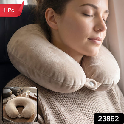 Soft velvet U shaped neck pillow for flights and car journeys