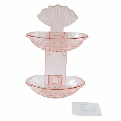 Self adhesive double deck soap dish for shower and basin