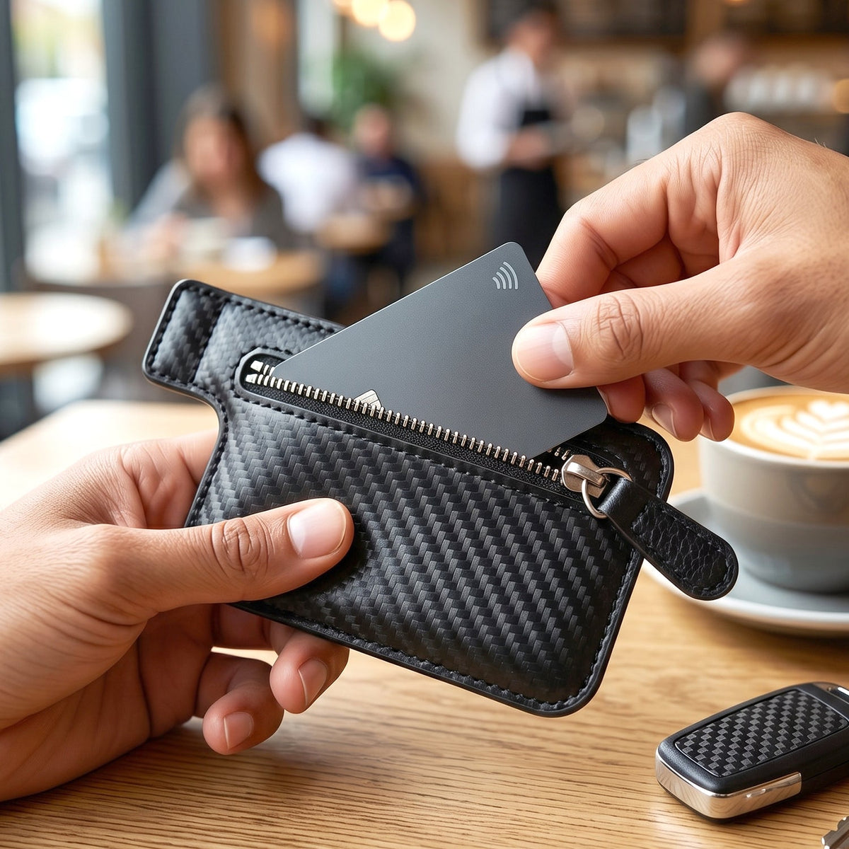 Adhesive Card Phone Holder – Zipper Pocket Wallet – detail view