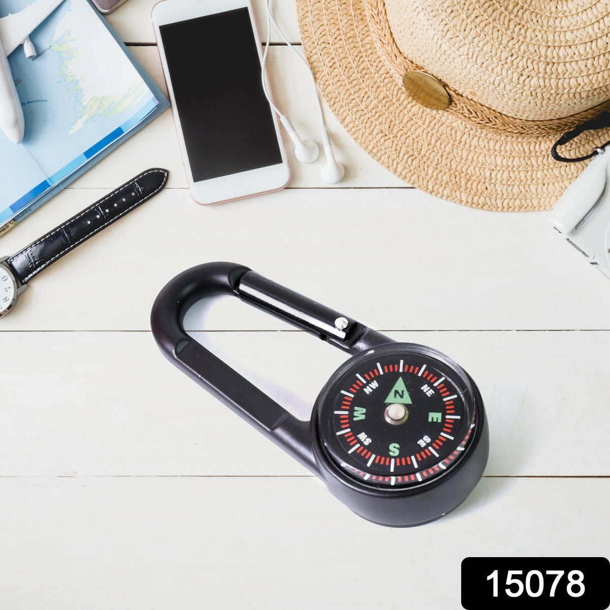 Mini Compass with Clip – Portable Outdoor Gear – side view