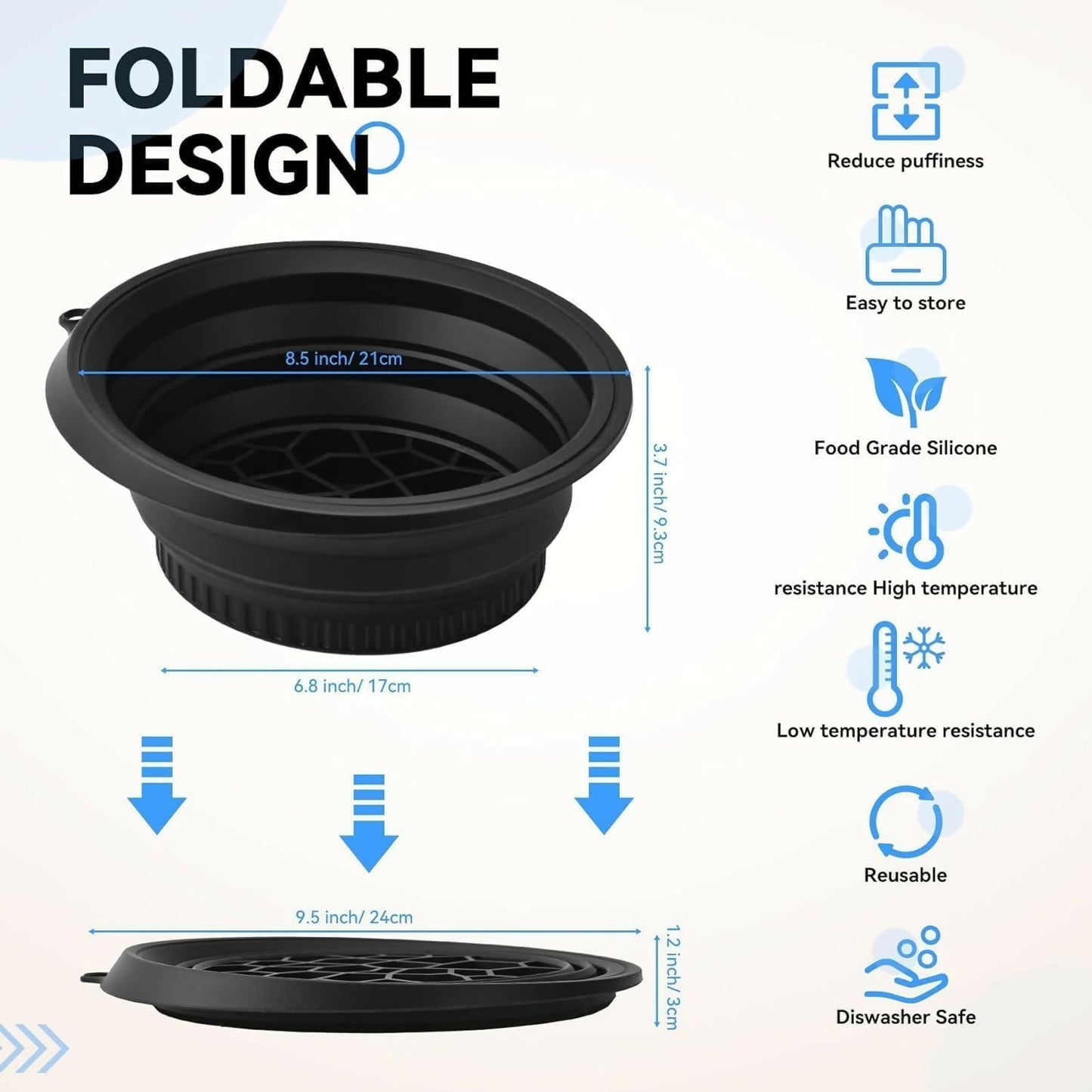 Specifications of Silicone Face Ice Bowl showing dimensions